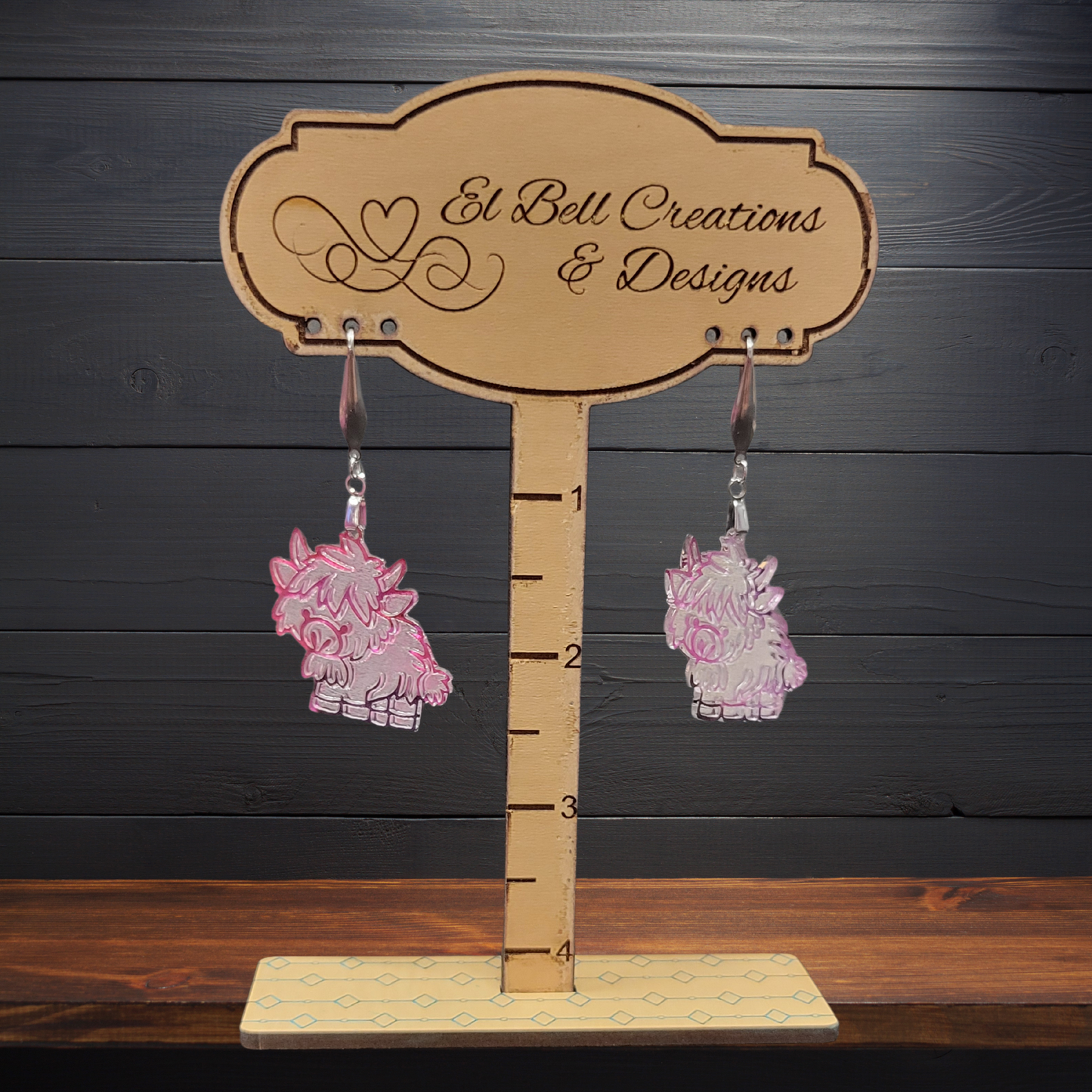 Pink/purple highland cow Earrings