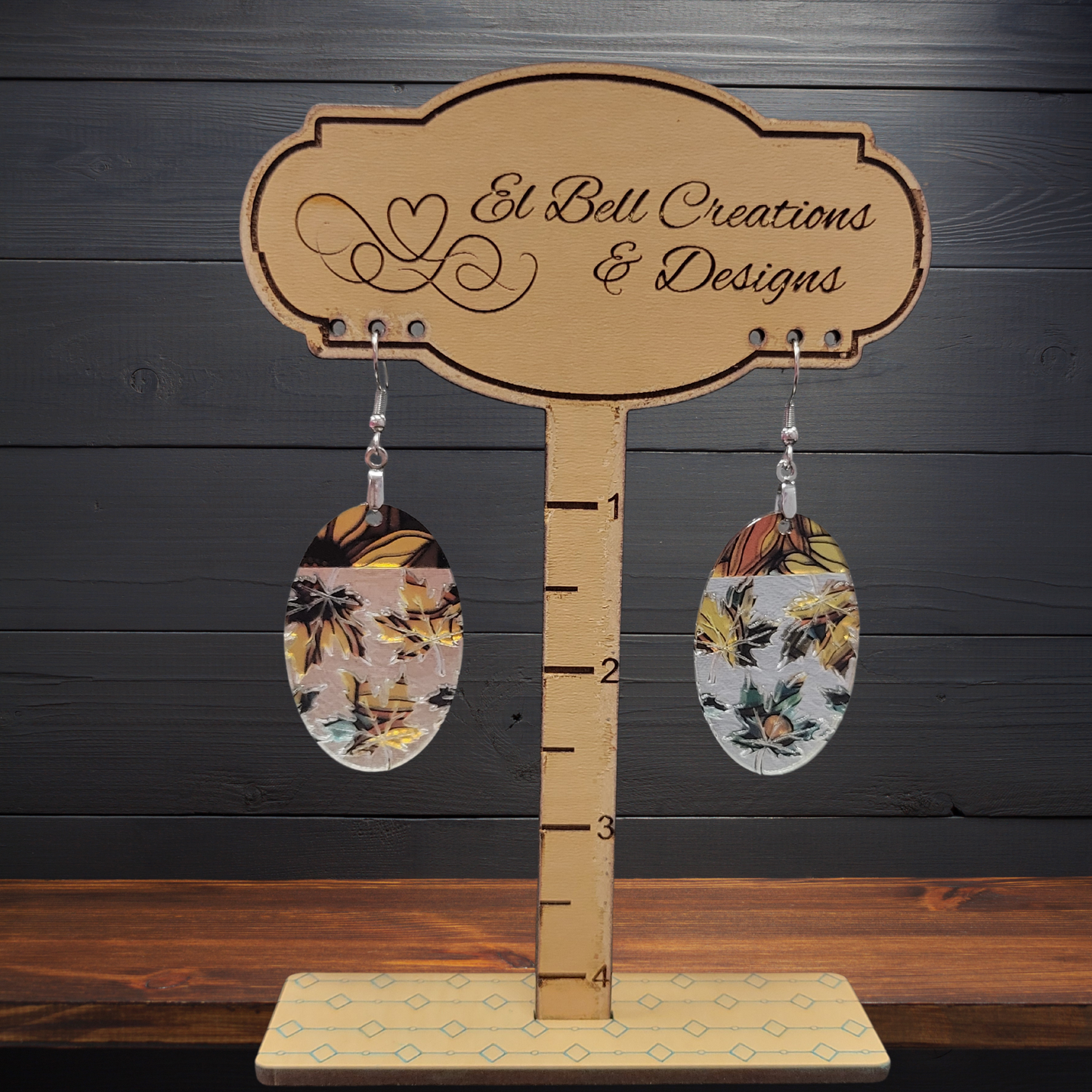 Fall leaves earring- On sunflower print