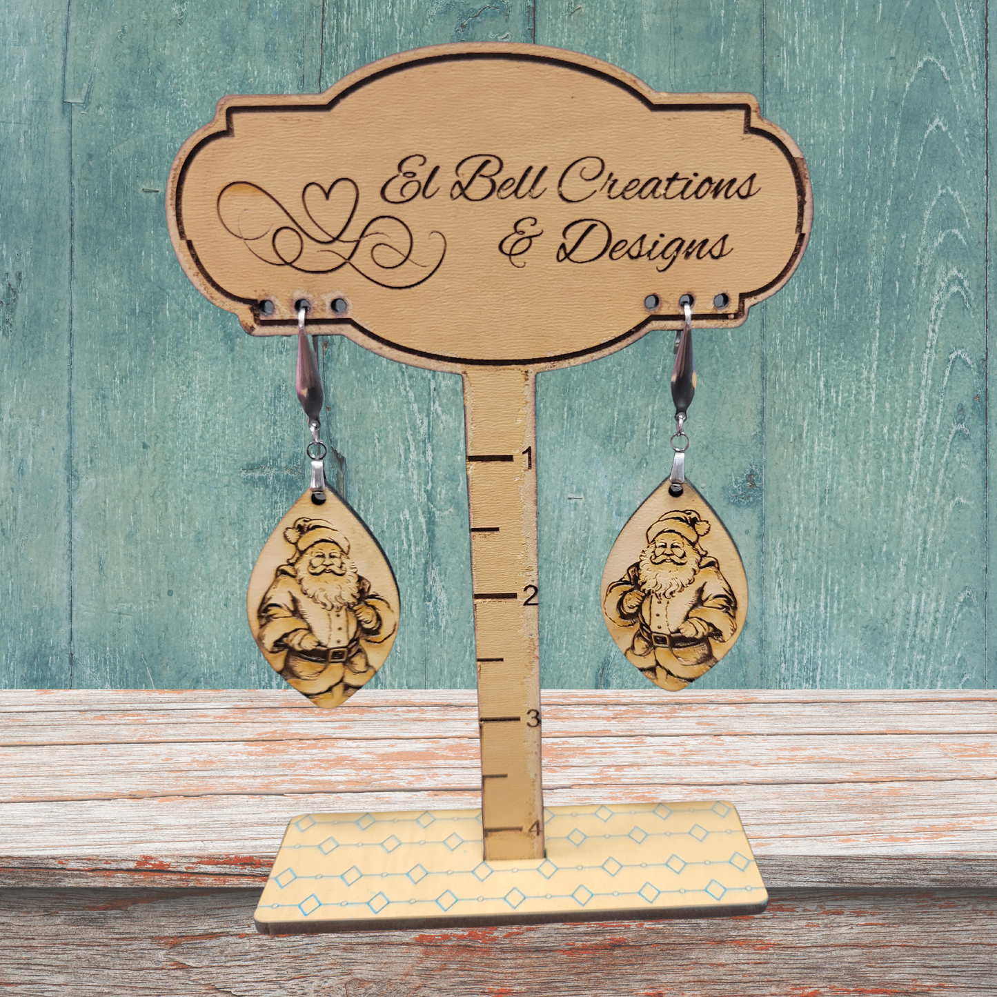 light wood Santa Earrings
