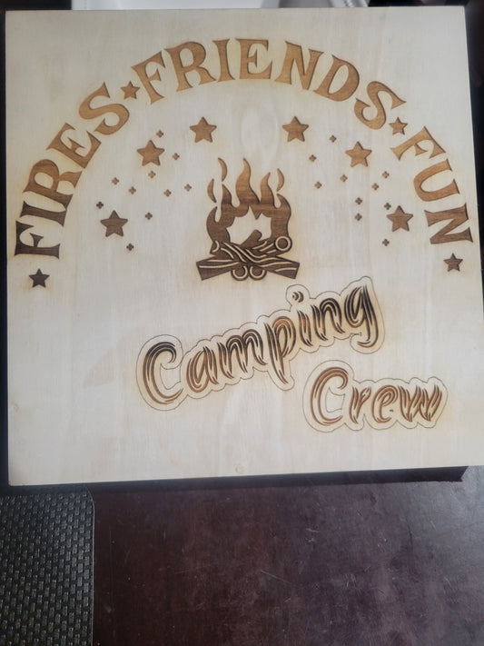 12x12 Wooden Engraved Camping Sign