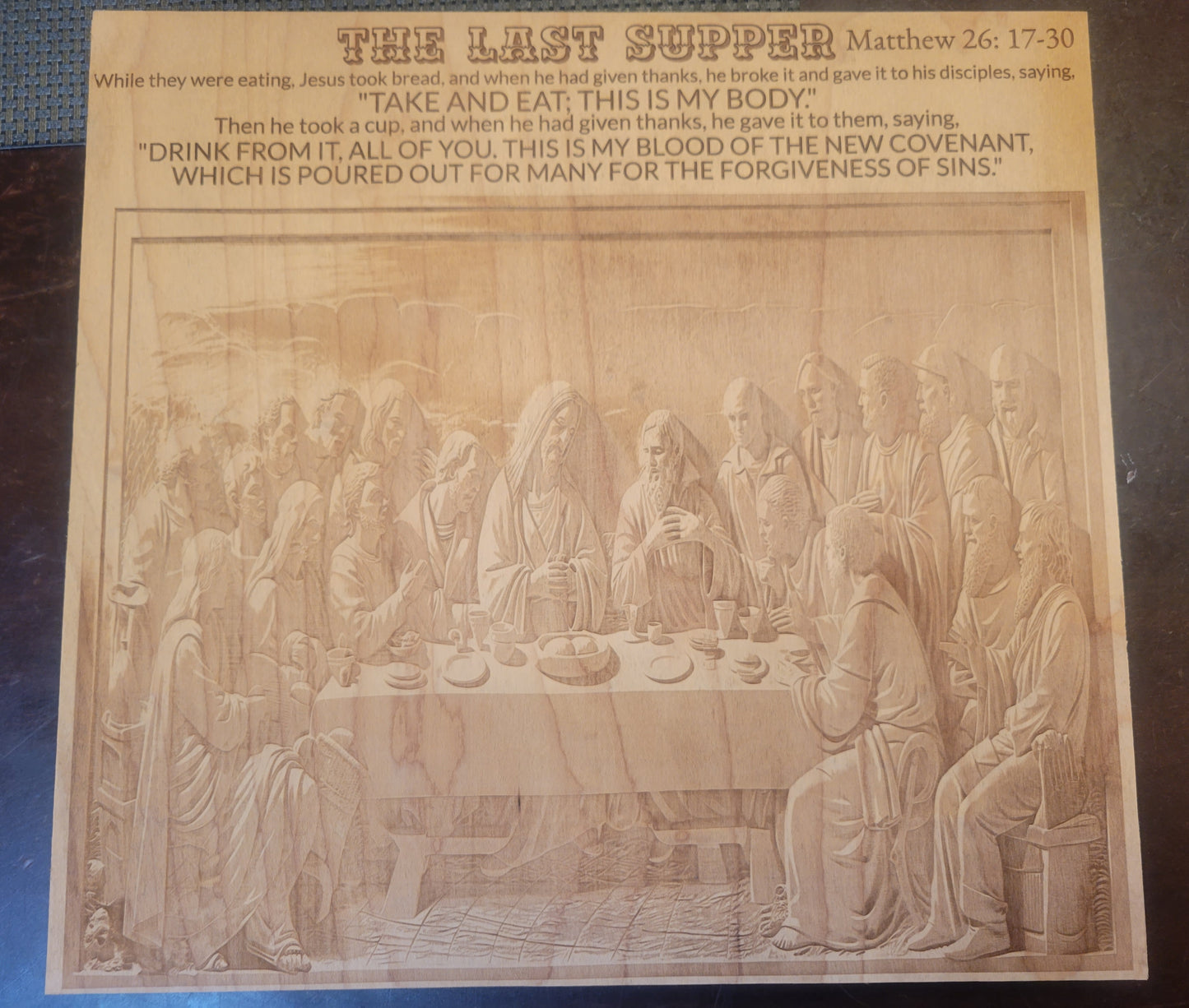 12x11 Stunning Wood Engraved Last Supper