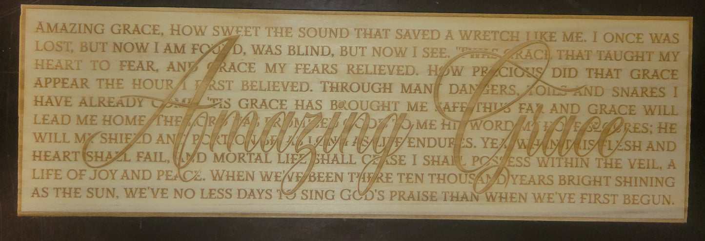 Amazing Grace - Wooden Engraved Sign