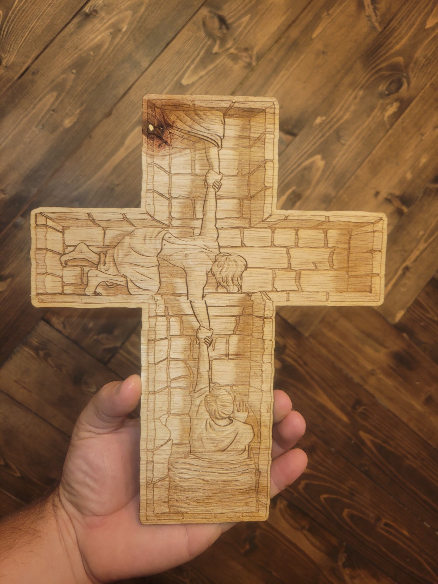 8x10 Wooden Engraved Cross