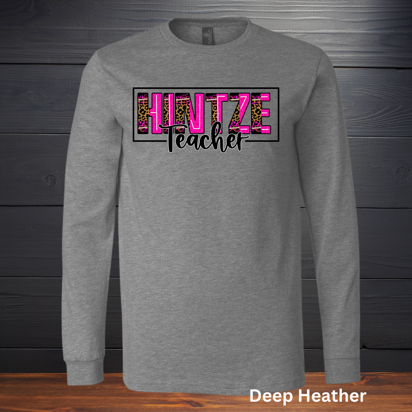 Adult LONG SLEEVE T-Shirt- Hintze Leopard and pink