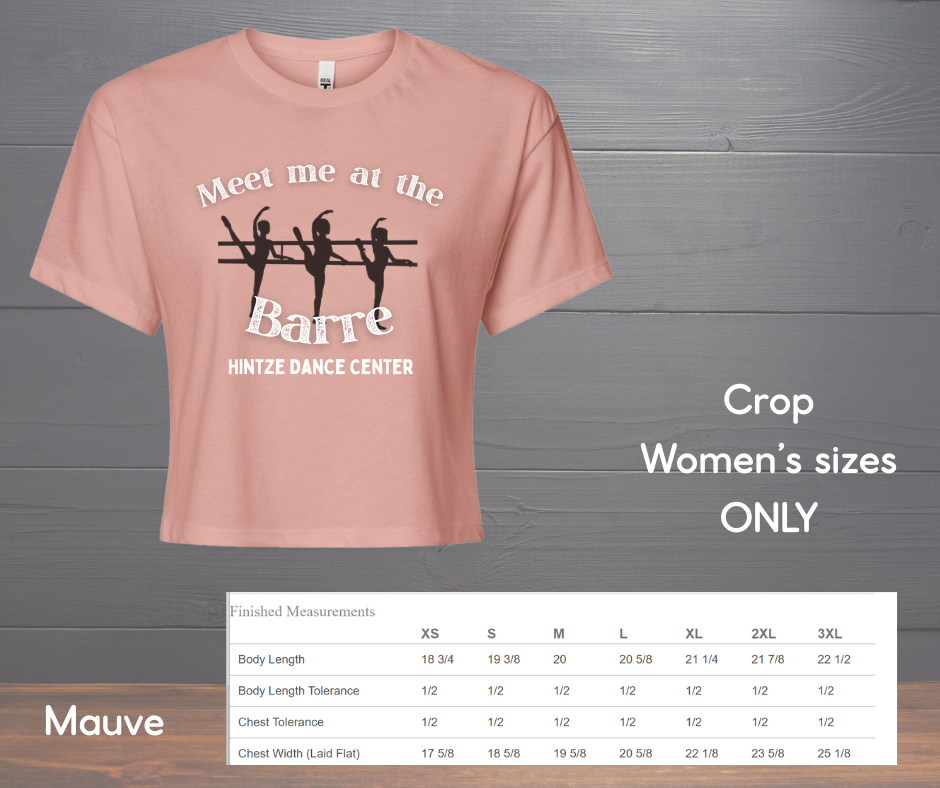 Women's crop T-Shirt- Hintze shirt - Meet me at the Barre