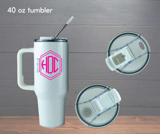 40 oz Dance tumbler with handle -Hintze Monogram