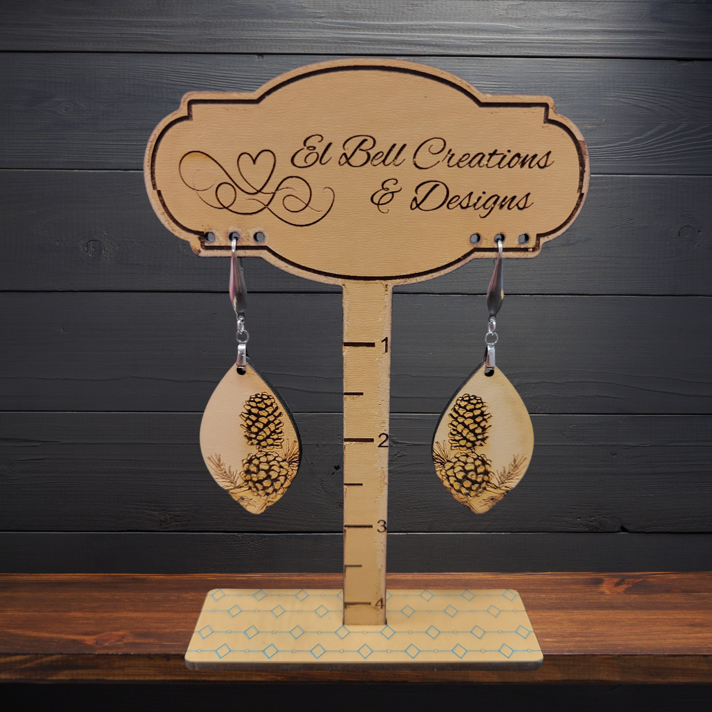 Small Light wood pinecone Earrings