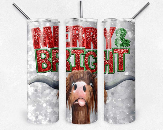 Merry & Bright 20 oz Skinny Tumbler