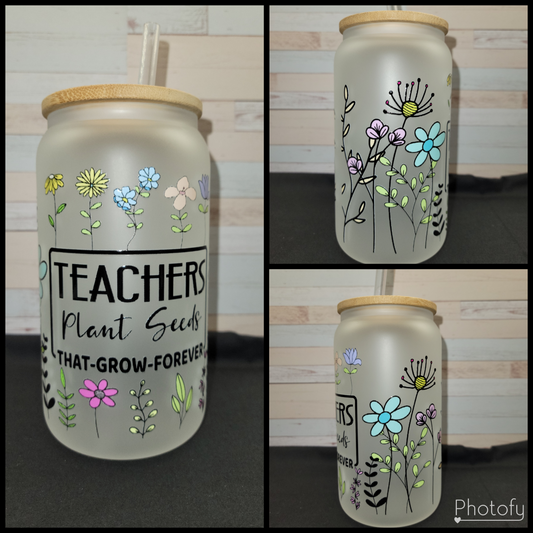 16oz matte glass can tumbler - Teacher