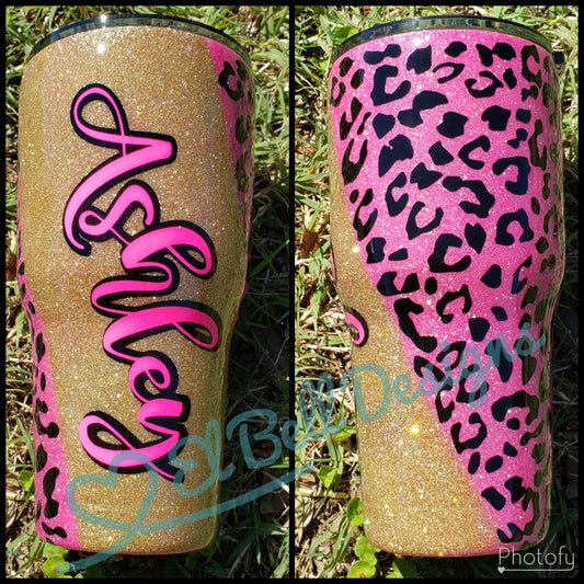 32 oz Pink Leopard Print Tumbler