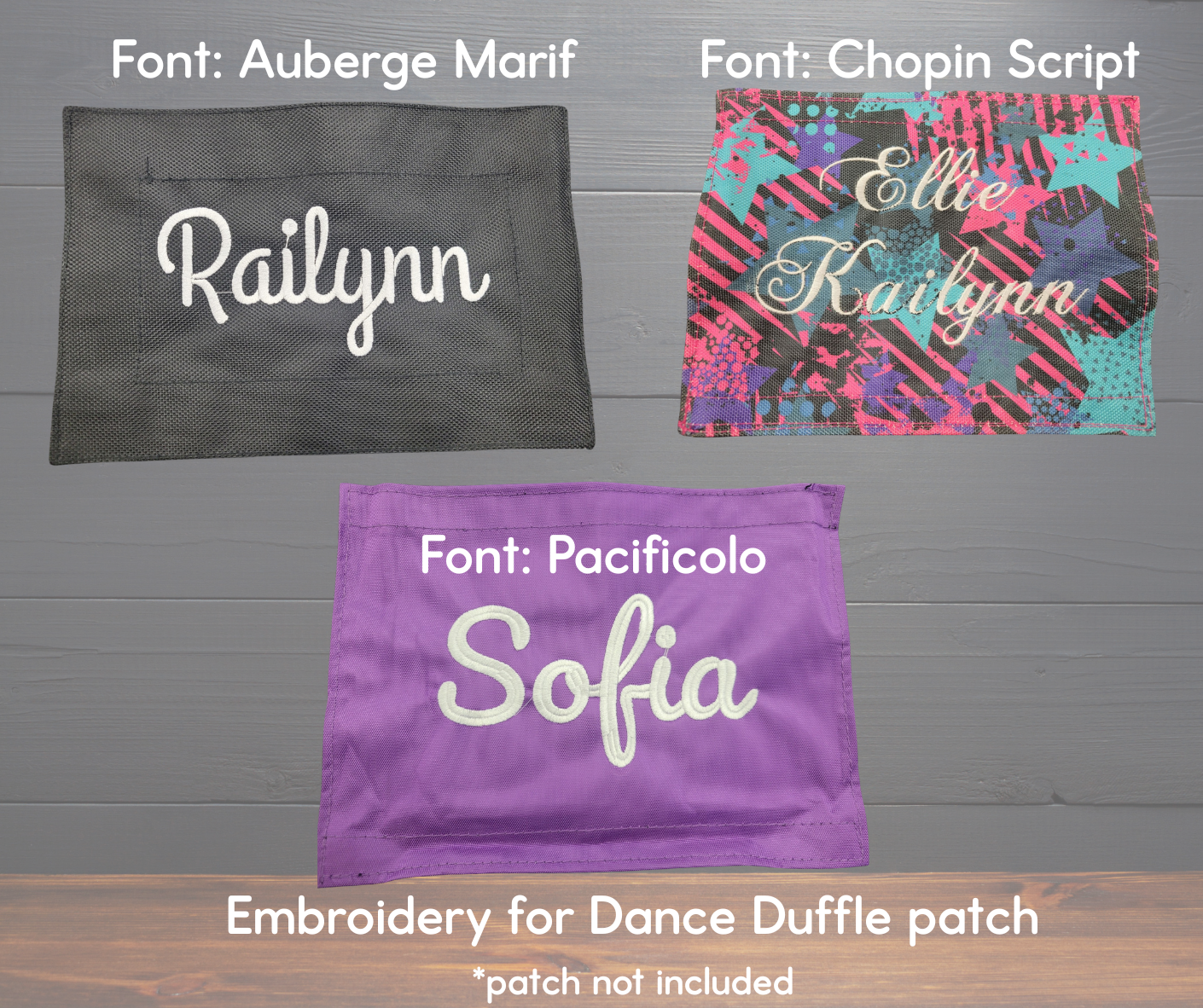 Embroidery for Dance Duffle Patches