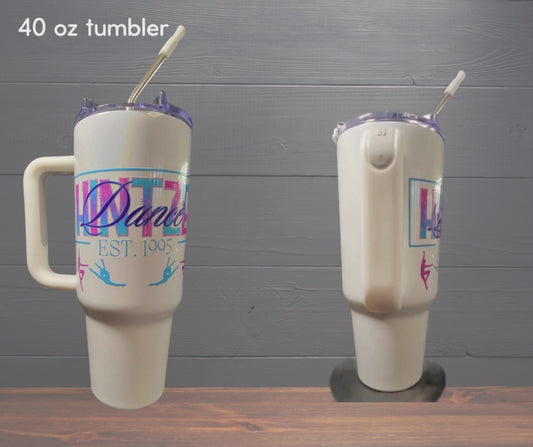 40 oz Dance tumbler with handle