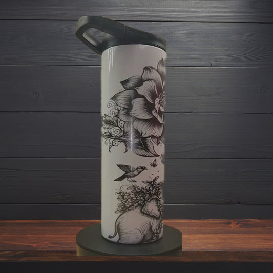 20 oz Laser Engraved Custom flower/elephant tumbler